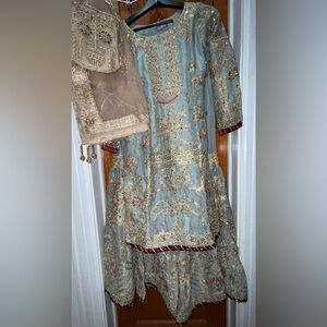 Haseen's Official Teal 5 Piece Gharara Size 36